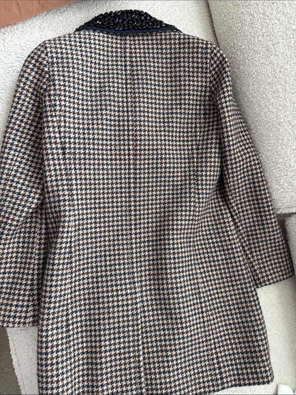 J. Crew Houndstooth Pea Coat with Navy Lining Size 4 - Picture 11 of 13